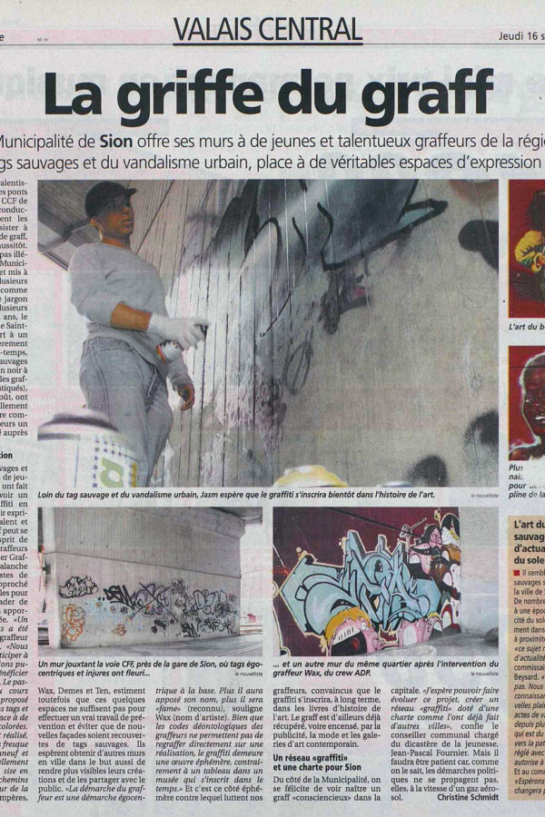 Le Nouvelliste – La griffe du graff
